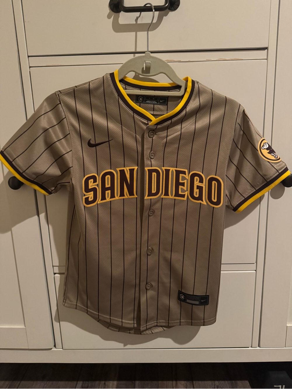 Nike San Diego Kids Baseball Jersey in Brown and Yellow